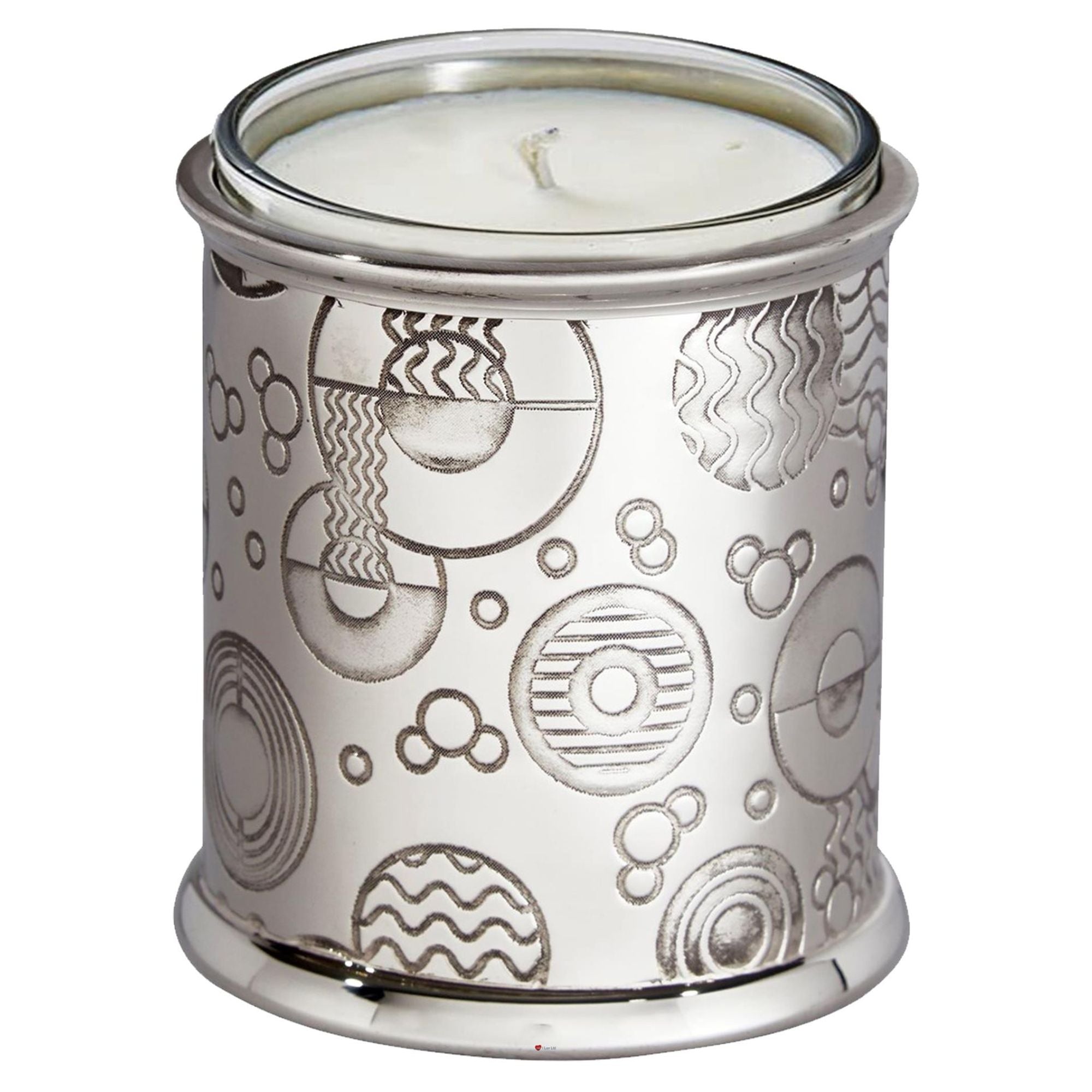 Candle Votive Holder Embossed with Retro Design Pewter Comes with Candle