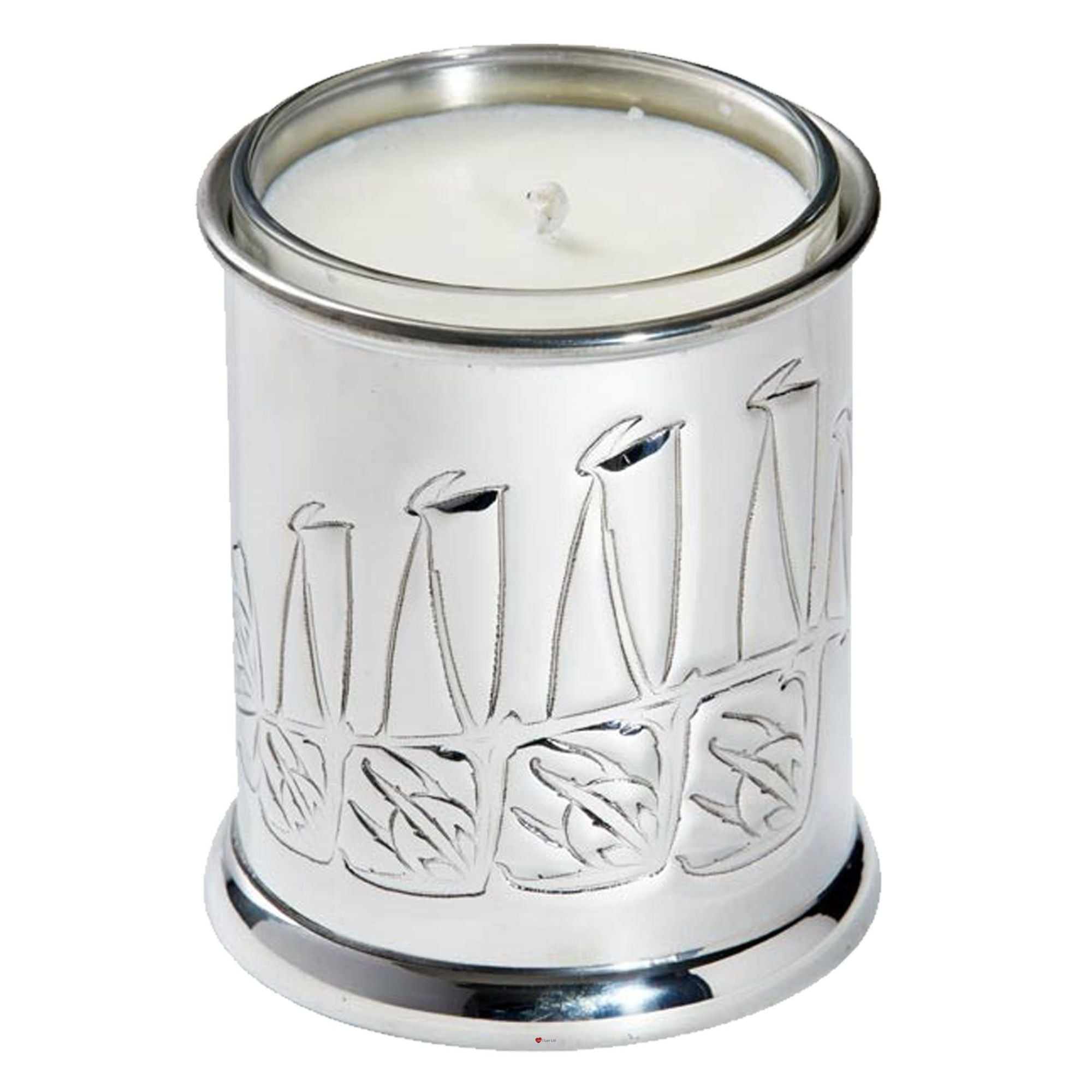 Candle Votive Holder Embossed with Knox Inspired Design Pewter Comes with Candle