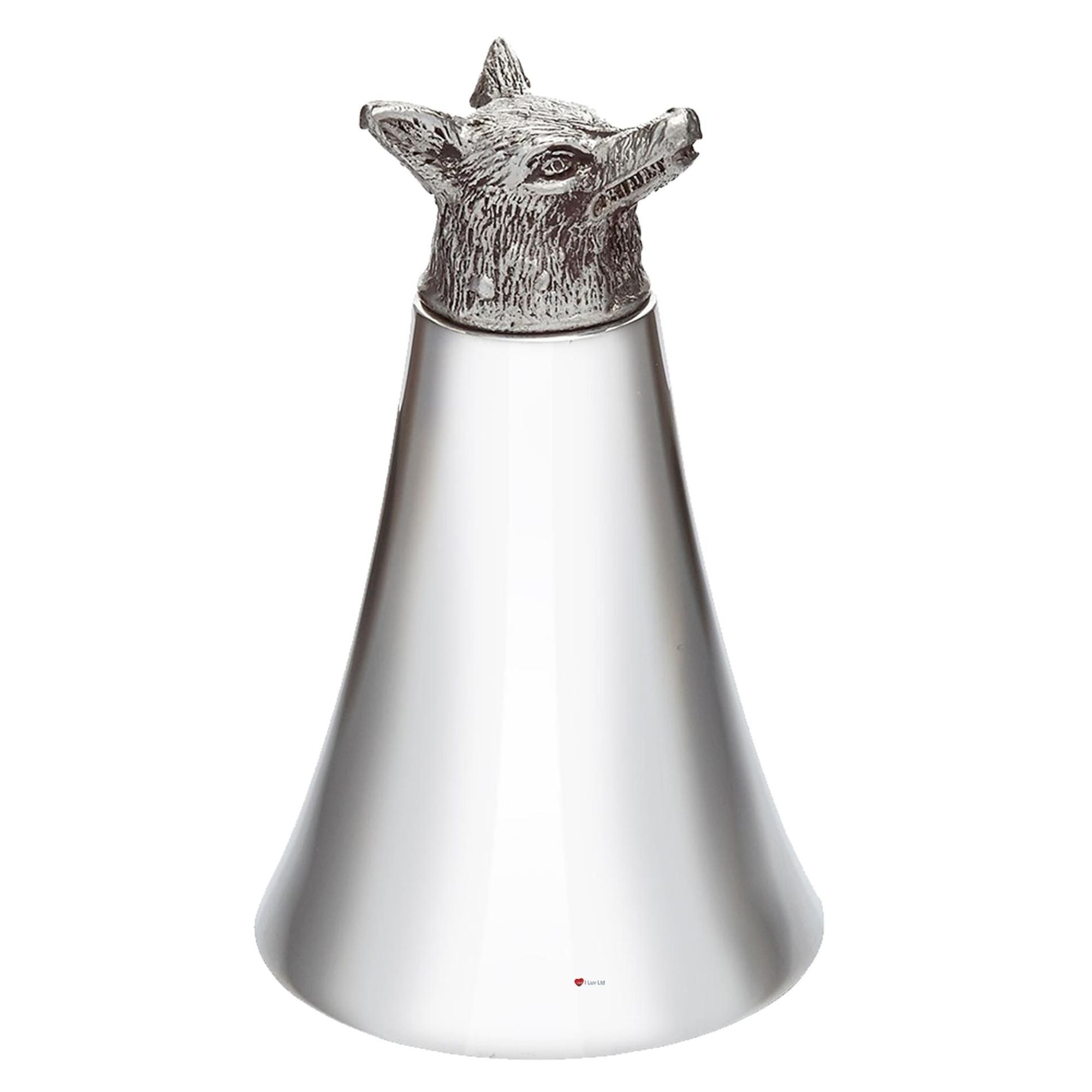 Pewter Jigger Cup Measure Stirrup Cup with Fox Head 5 oz Perfect for Engraving