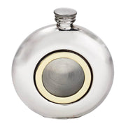 6oz Round Hip Flask Brass Porthole Bright Polished Screw Perfect for Engraving