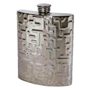 6oz Pewter Hip Flask Contemporary Metropolitan Design Bright Polished Screw Top