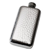 3oz Pocket Flask Pewter Embossed with Hammered Pattern Polished Screw Top