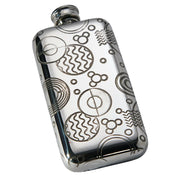 3oz Pewter Pocket Purse Flask Embossed Design Retro Pattern Polished Screw