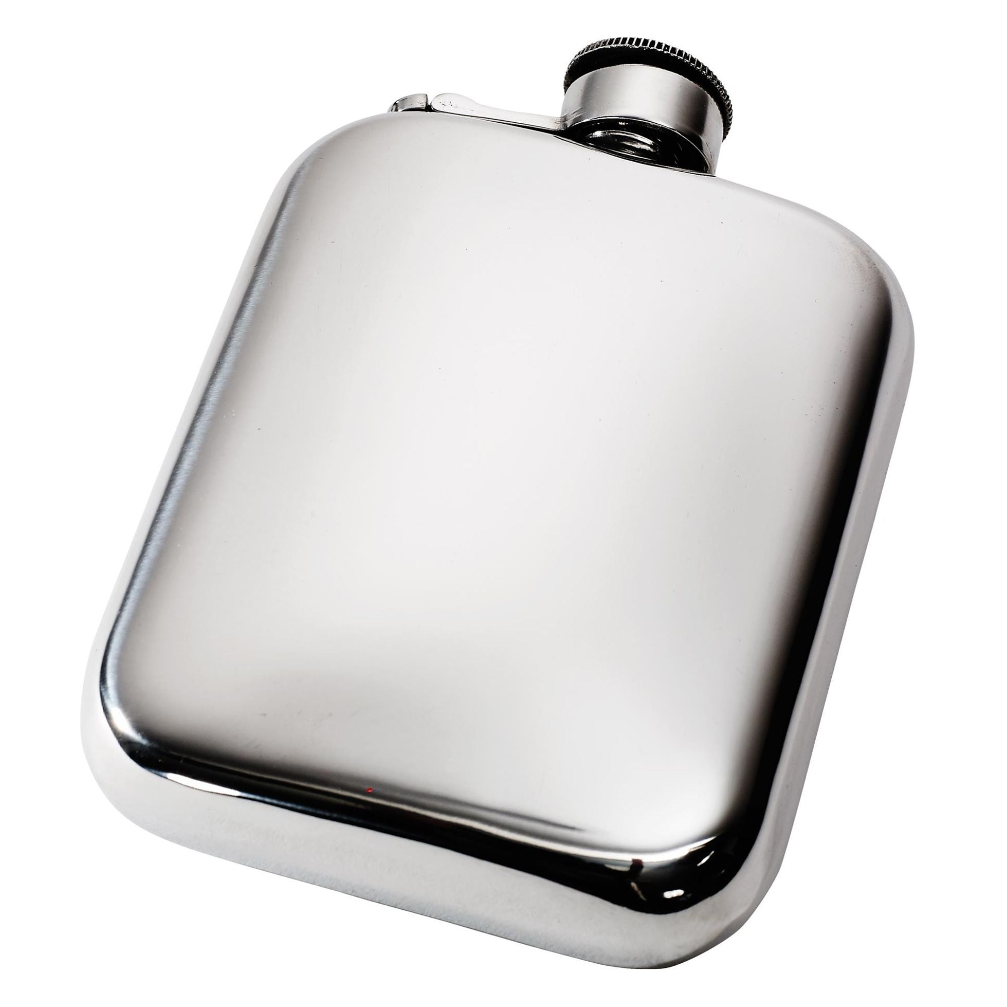 6oz Flask Pewter Rounded with Polished Screw and Captive Perfect for Engraving