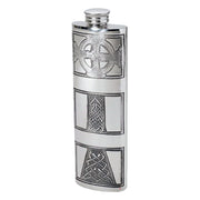 3oz Pewter Flask Embossed with Celtic Cross Polished Screw Perfect for Engraving