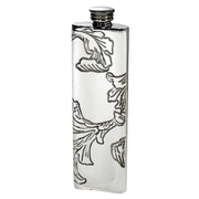 3oz Pewter Pocket Purse Flask Embossed Design Acanthus Pattern Polished Screw