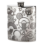 6oz Pewter Hip Flask Retro Design Embossed Bright Polished Finish Screw Top