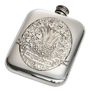 6oz Flask with Embossed Usquabae Thistle Skull and Hearts Perfect for Engraving