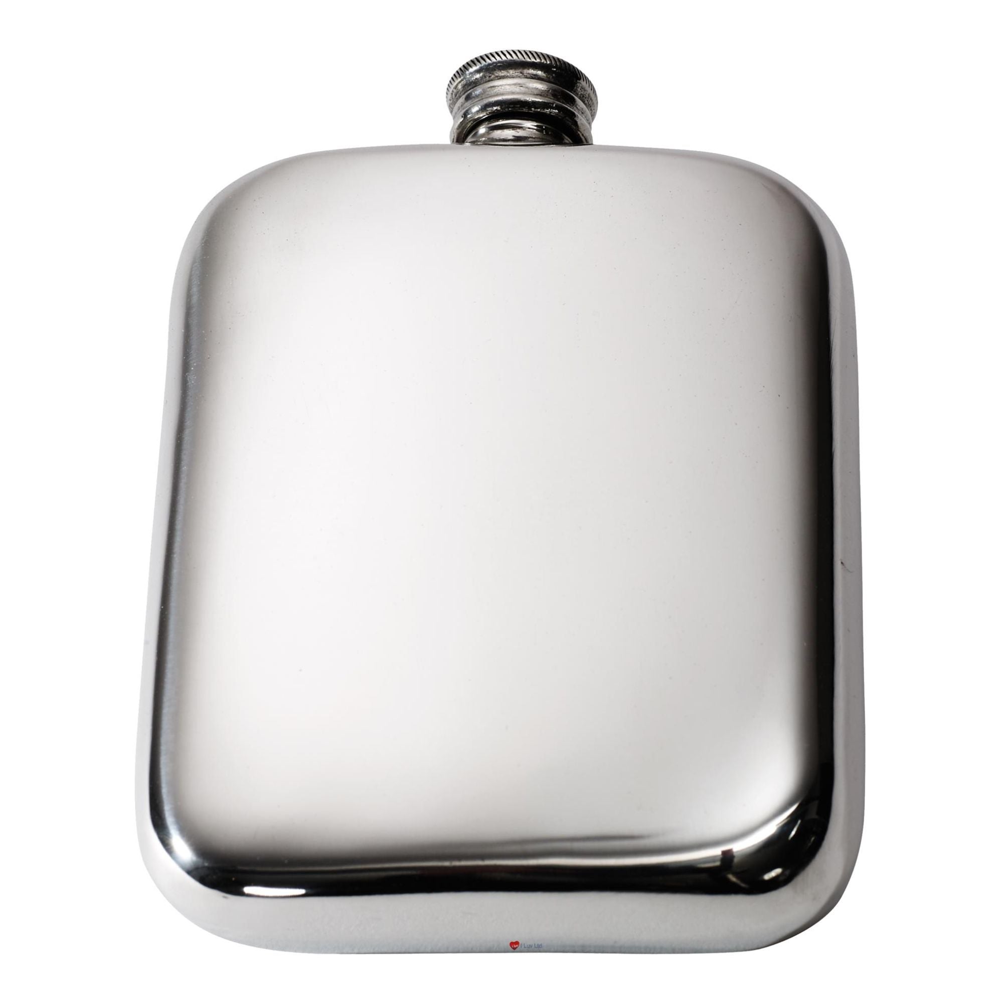 6oz Flask Pewter Rounded with Plain Bright Polished Screw Perfect for Engraving