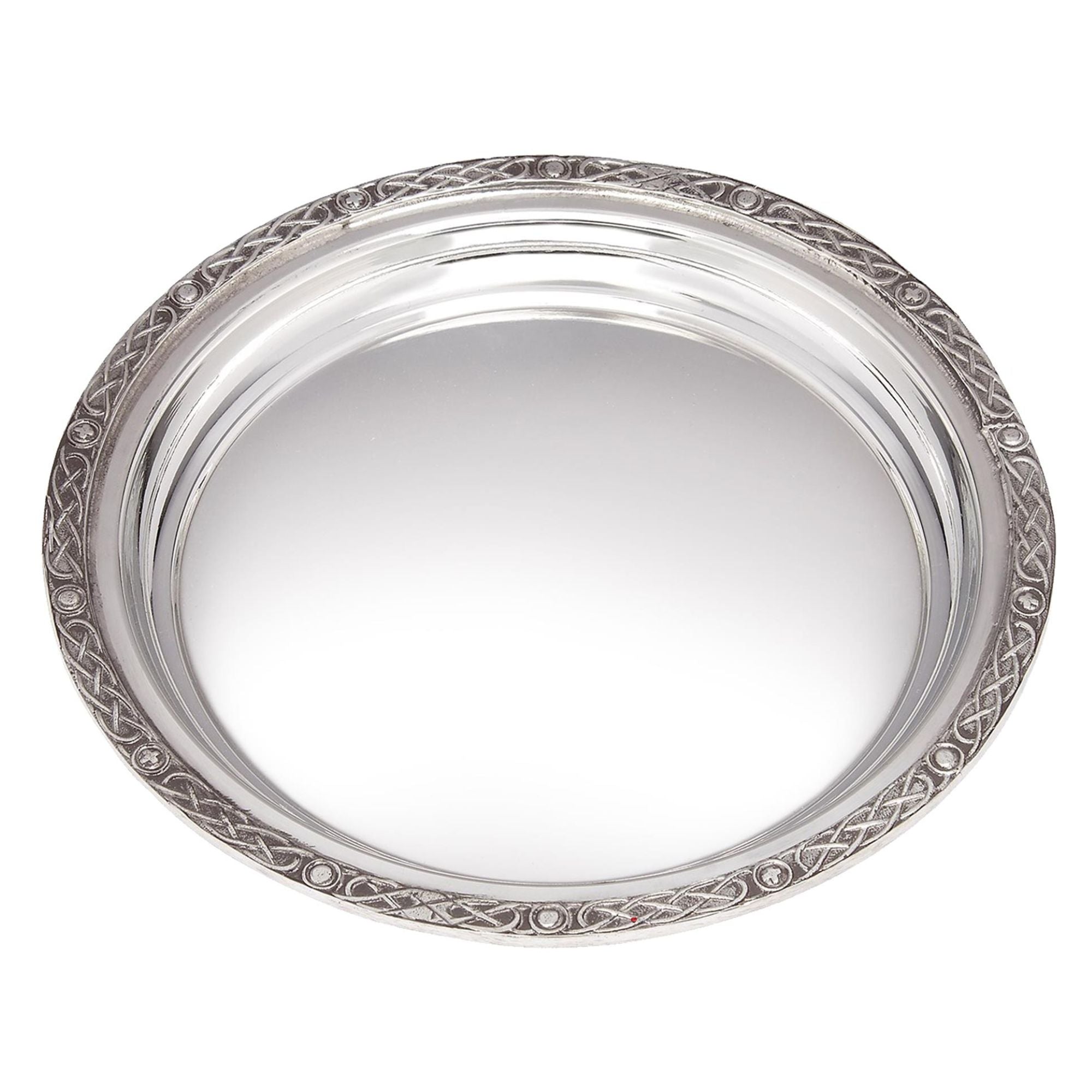 Round Pewter Tray Salver 170mm Wide With Celtic Trimming Ideal for Engraving