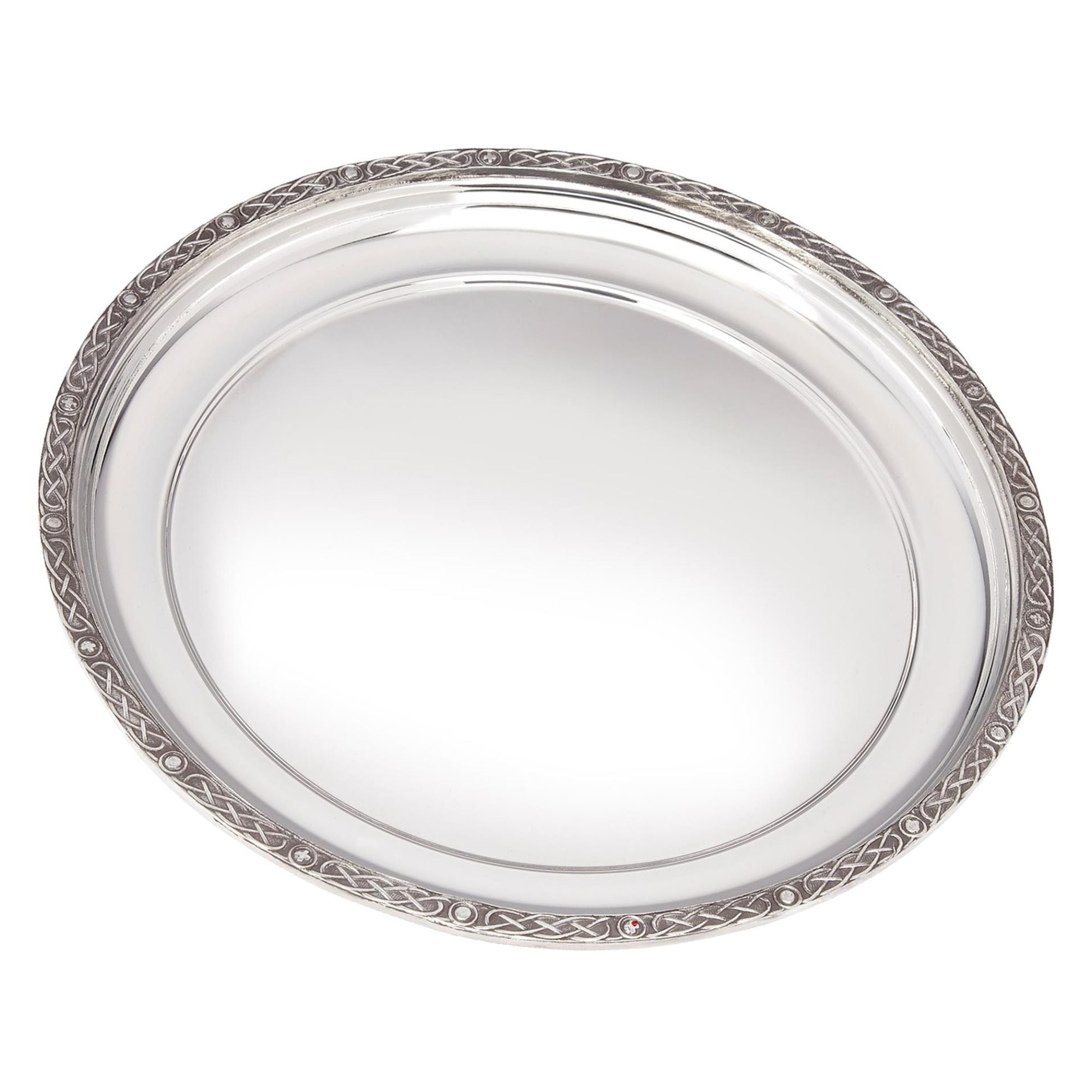 Round Pewter Tray Salver 240mm Wide With Celtic Trimming Ideal for Engraving