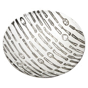 Large 8" Footed Pewter Bowl with Knife Fork Spoon Design Perfect for Engraving