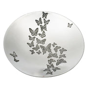 Large 8" Footed Pewter Bowl Embossed with Butterfly Design Perfect for Engraving