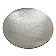 Large 8" Footed Pewter Bowl Embossed with Metropolitan Pattern Bright Polished