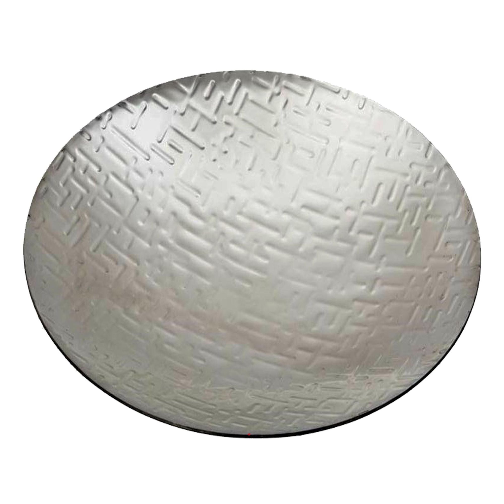 Large 8" Footed Pewter Bowl Embossed with Metropolitan Pattern Bright Polished