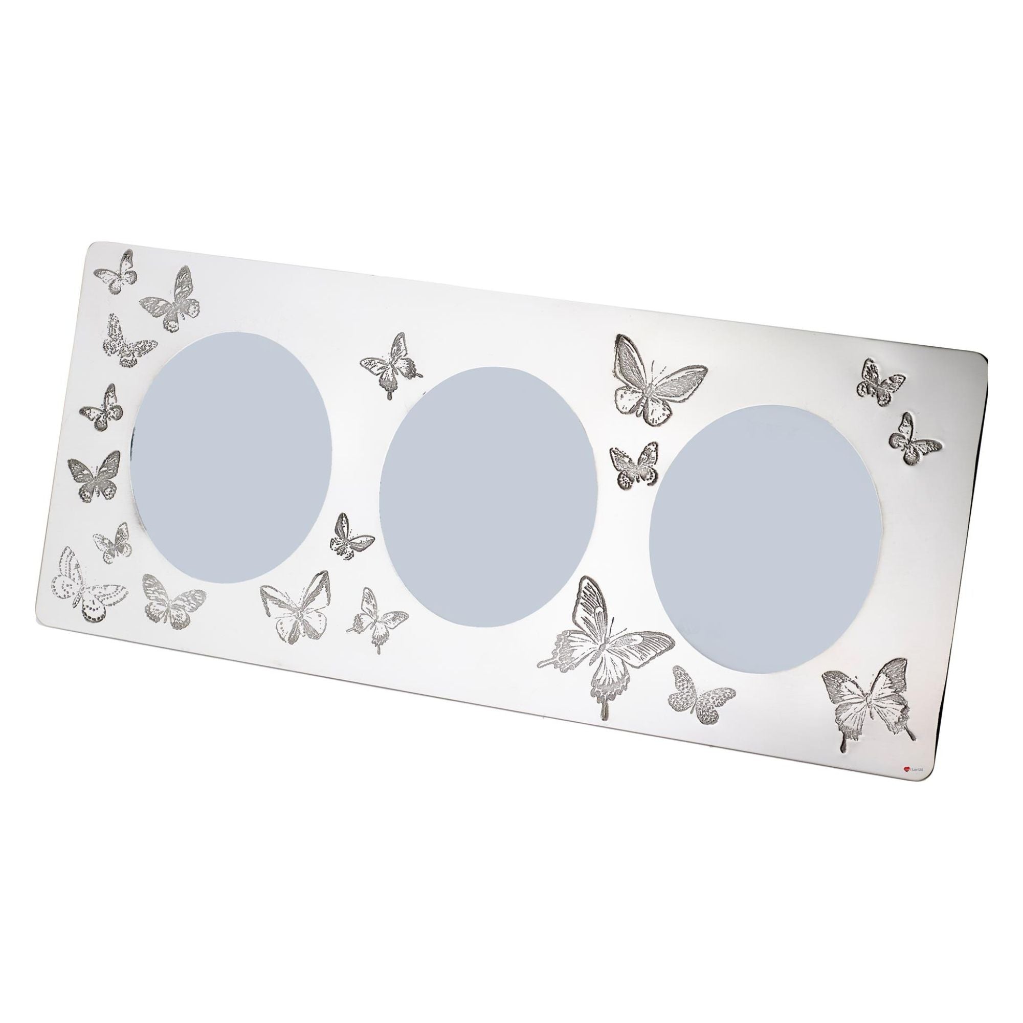Decorative frame with butterfly designs on a white background