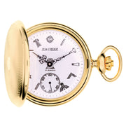 Masonic Full Hunter Pocket Watch Gold Plated Masonic Icons Albert Chain
