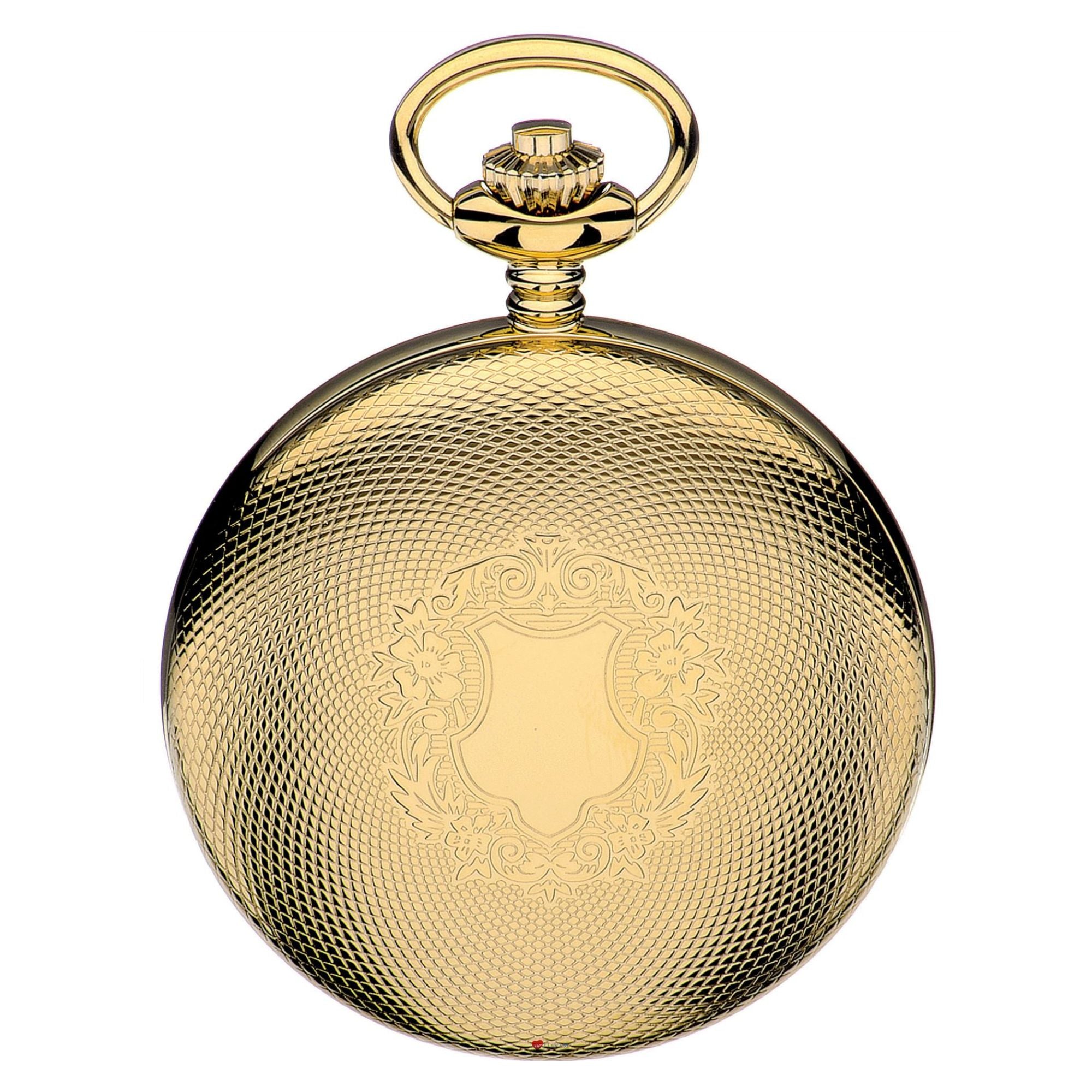 Full Hunter Pocket Watch Gold Plated 17 Jewel Mechanical Albert Chain