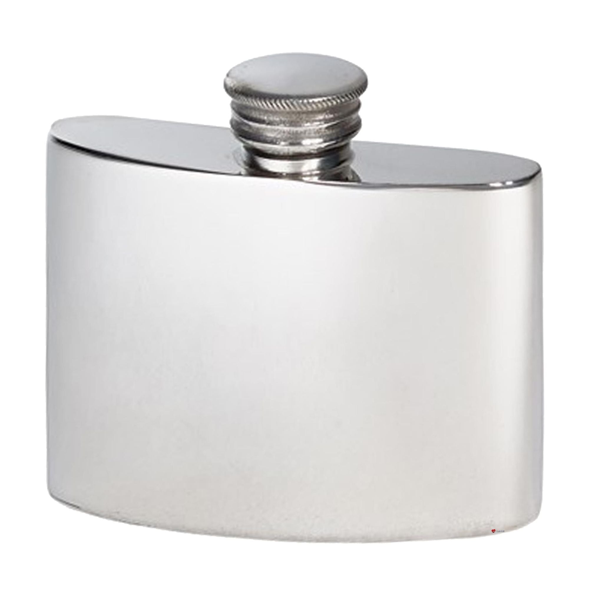Silver hip flask on a white background