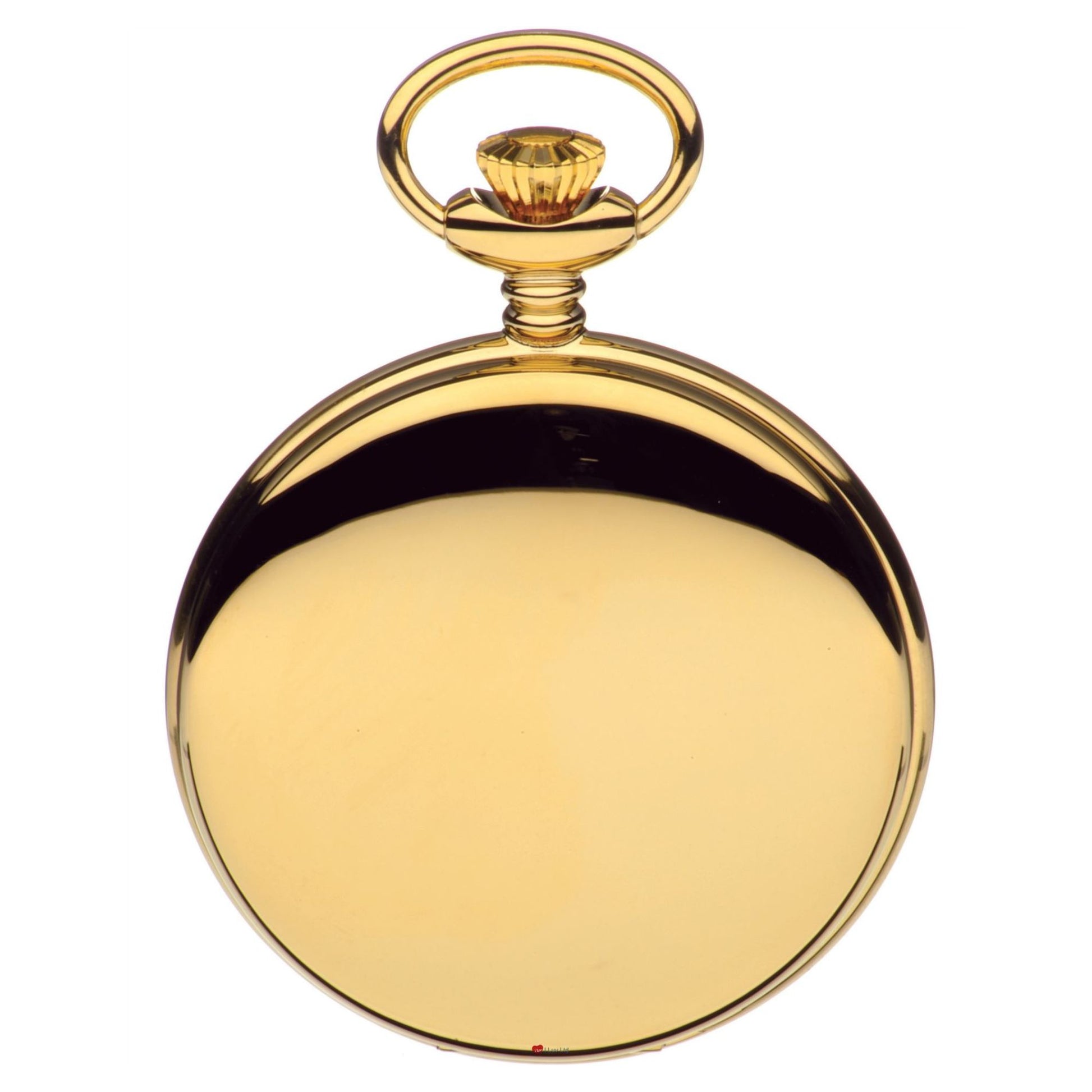 Gold pocket watch on a white background