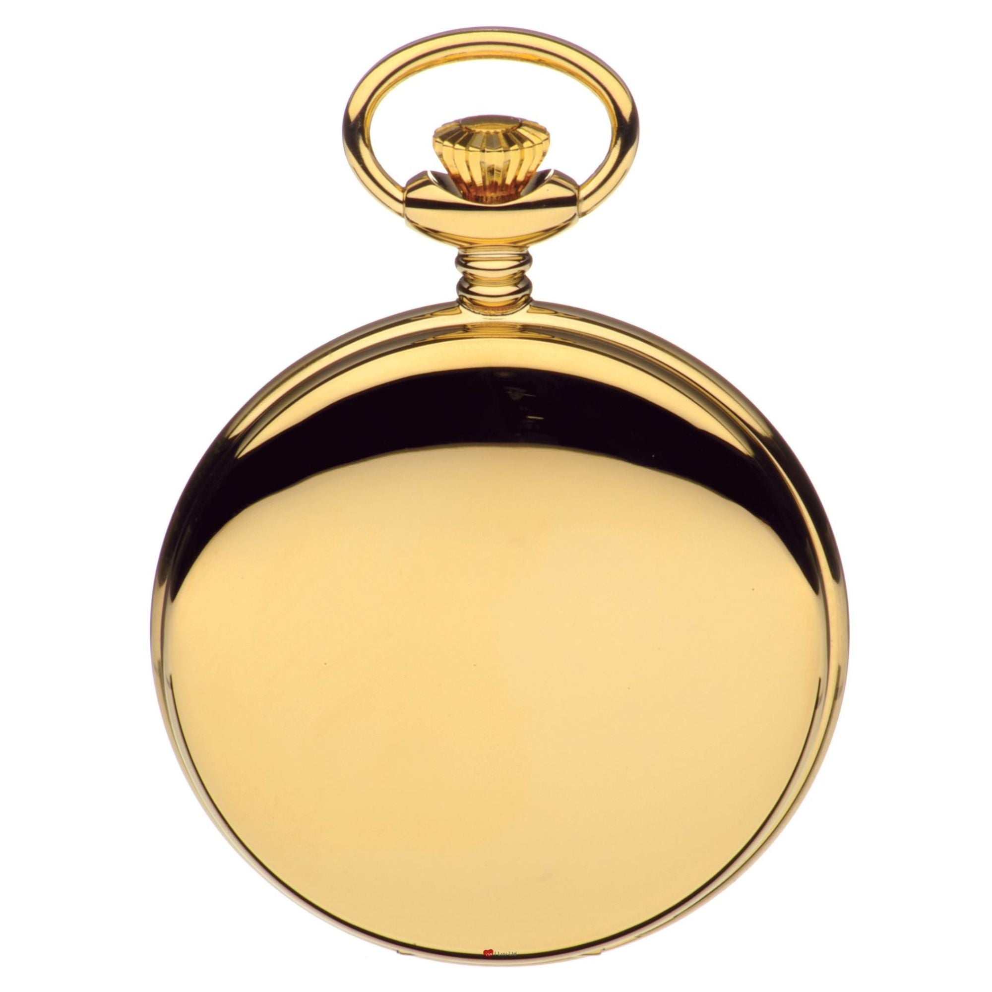 Gold pocket watch on a white background
