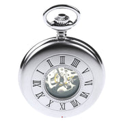 Skeleton Half Hunter Pocket Watch Chromed Plain Back 17 Jewel Mechanical