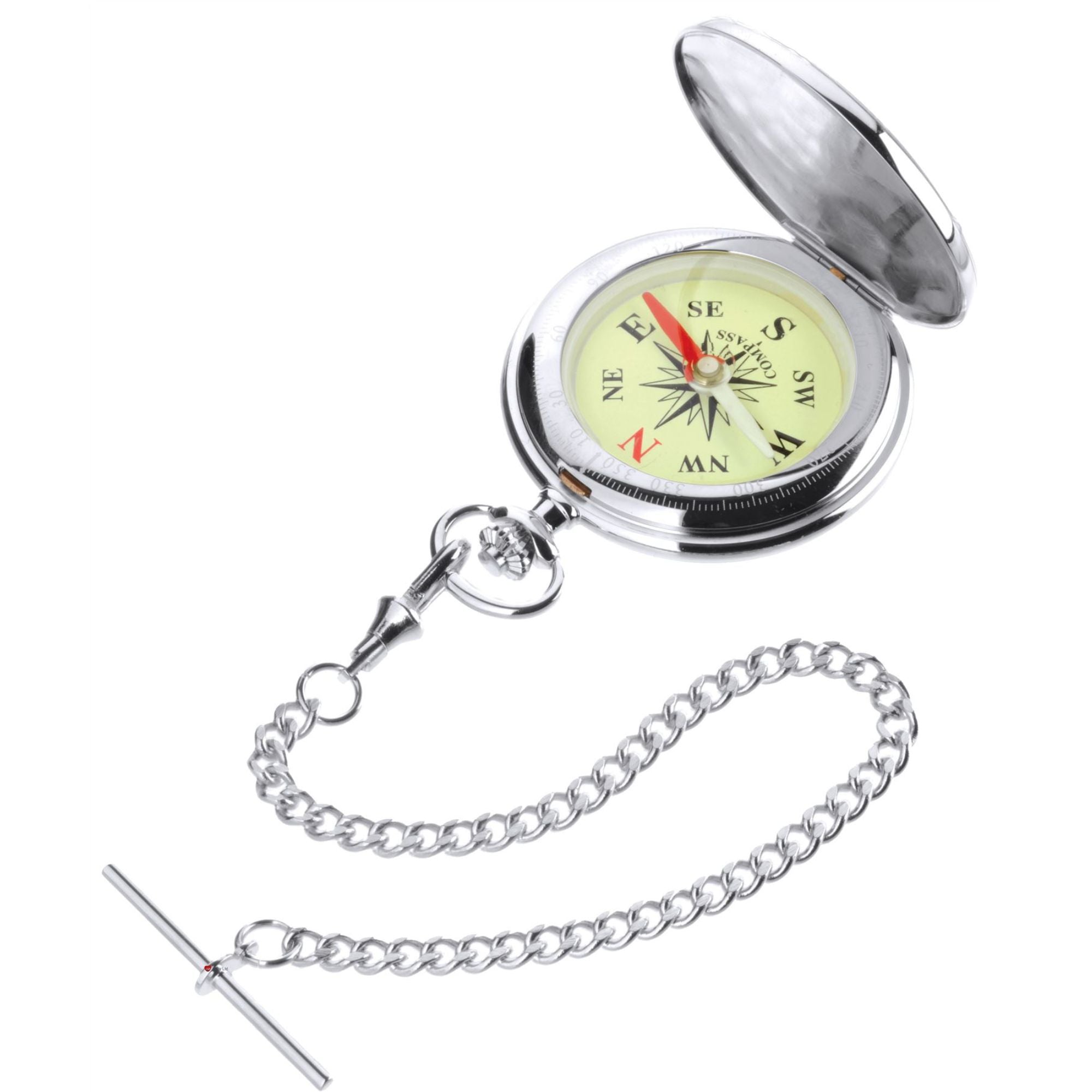 Military Style Pocket Compass Watch Albert Chain Leather