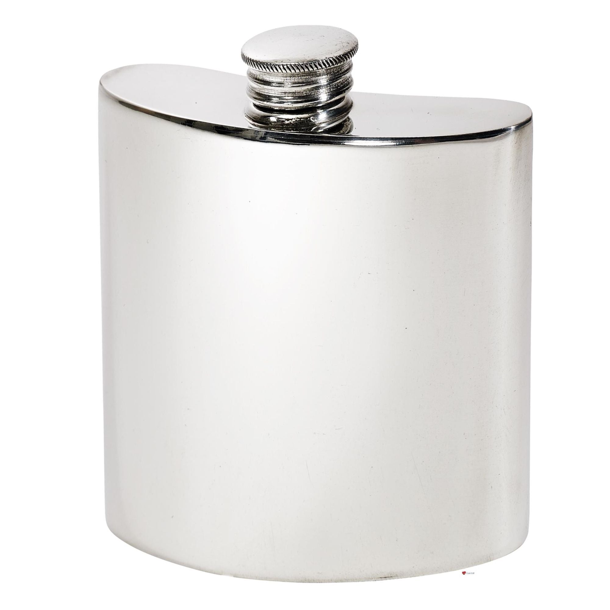 4oz Pewter Flask Kidney Shaped in Plain Polished Screw Top Perfect for Engraving
