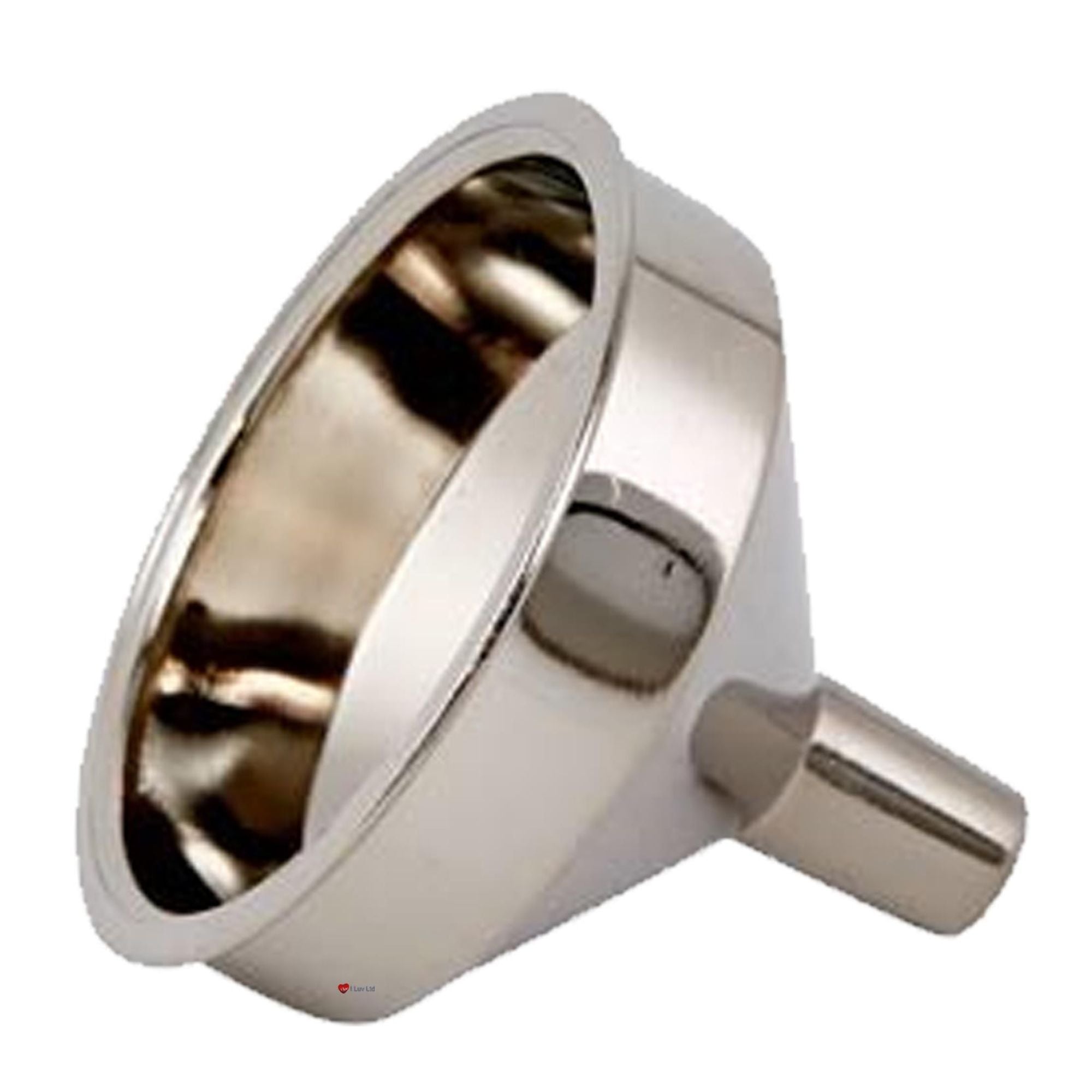 Metallic funnel on a white background