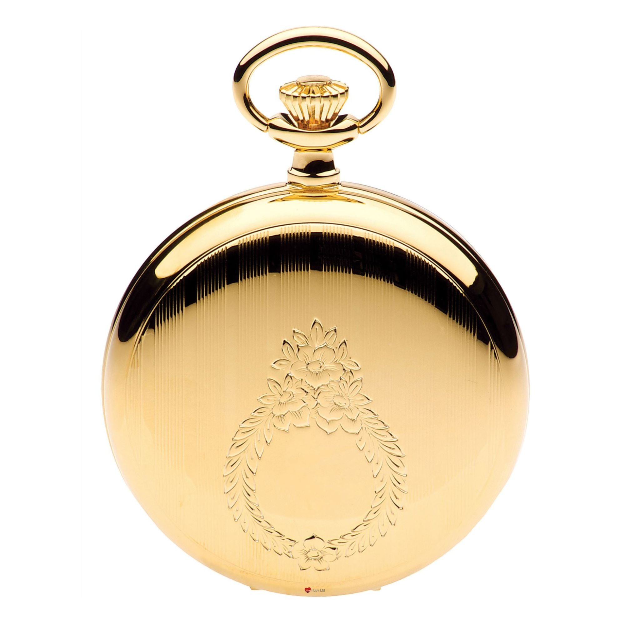 Pocket Watch Calendar Gold Plated and Swiss Quartz Mechanism Ornate