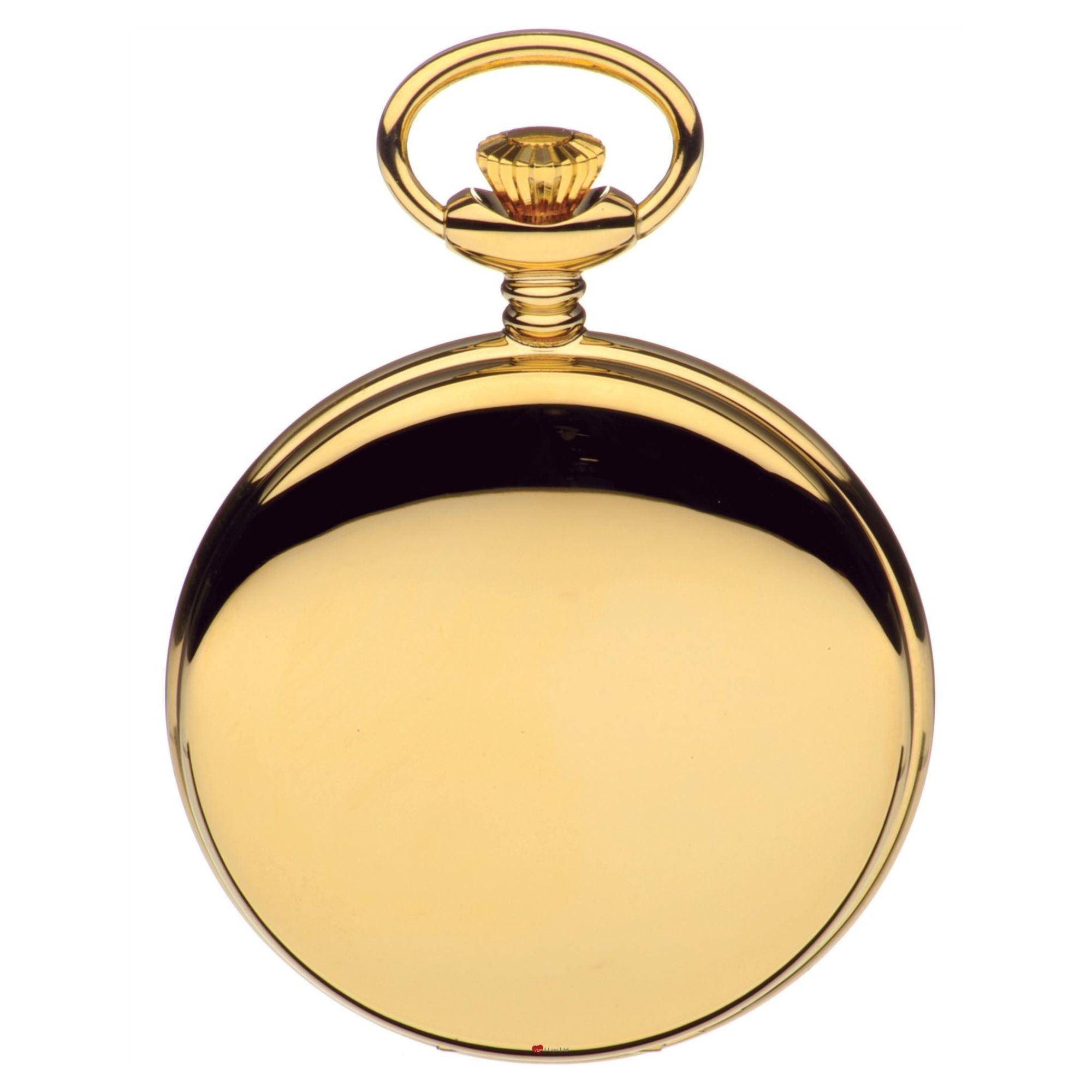 Gold pocket watch on a white background