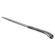 Stainless steel letter opener on a white background