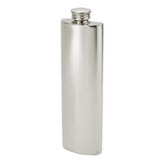 Silver flask with a shiny finish on a white background
