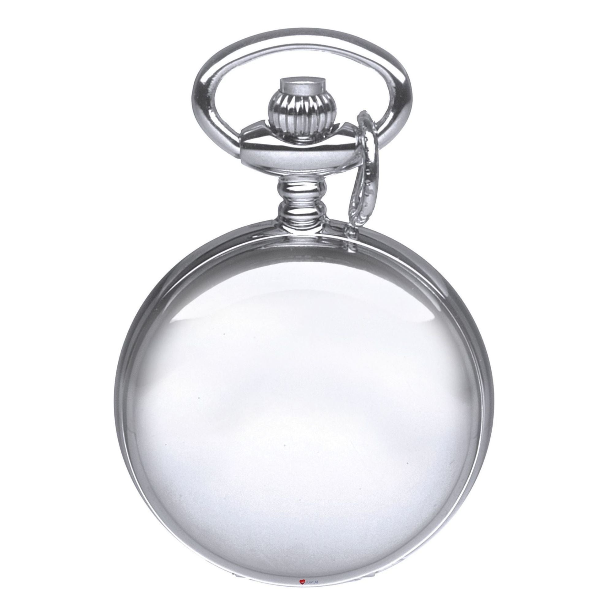 Silver pocket watch on a white background