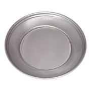 Round metal tray on a white background