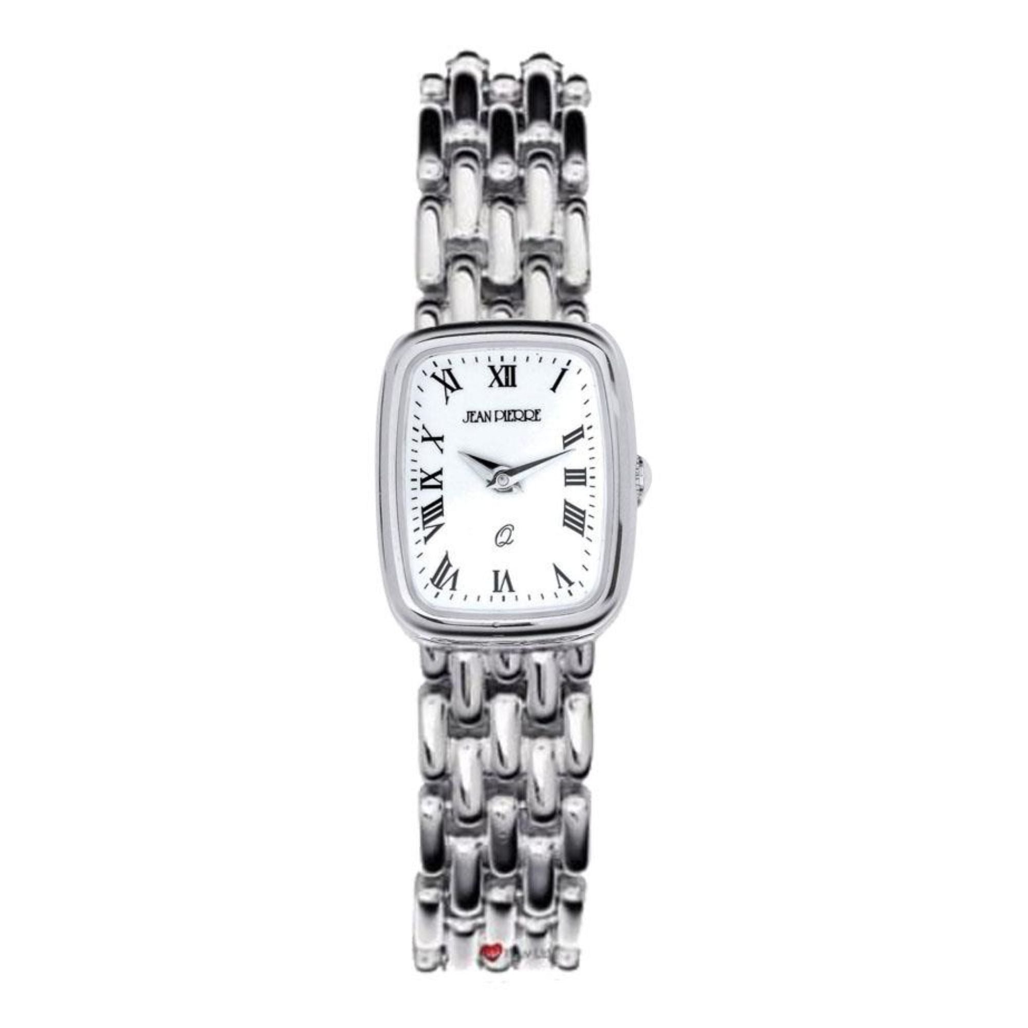 Sterling Silver Ladies Rectangle Presentation Watch Matching Solid Link Bracelet