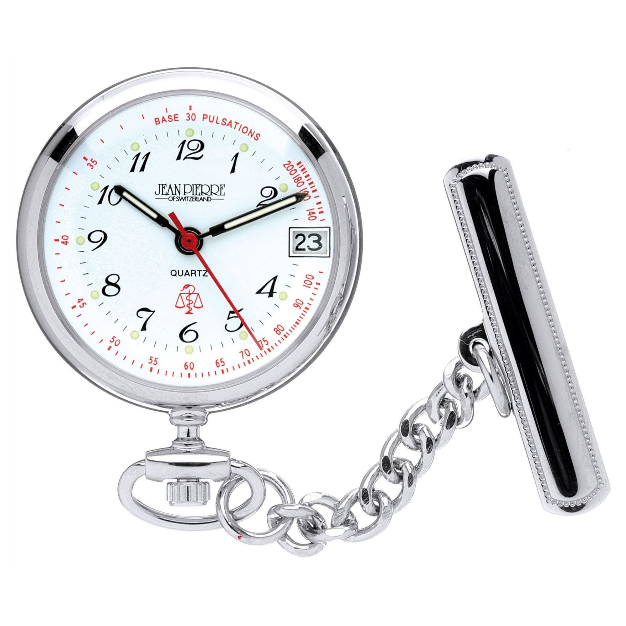Classic Nurses Fob Pendant Watch Chrome Plated Standard Numerals - Gift Box