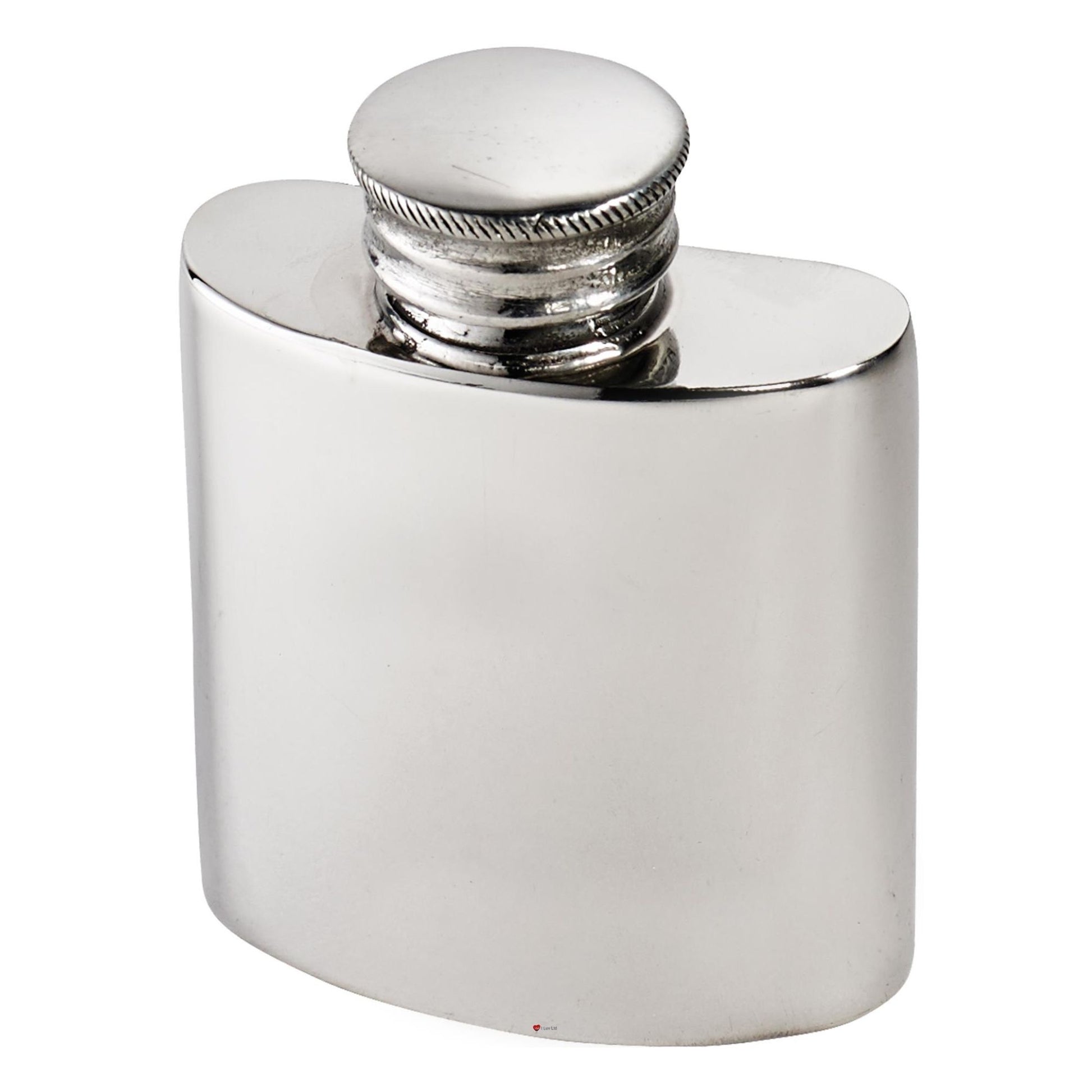 Silver hip flask on a white background