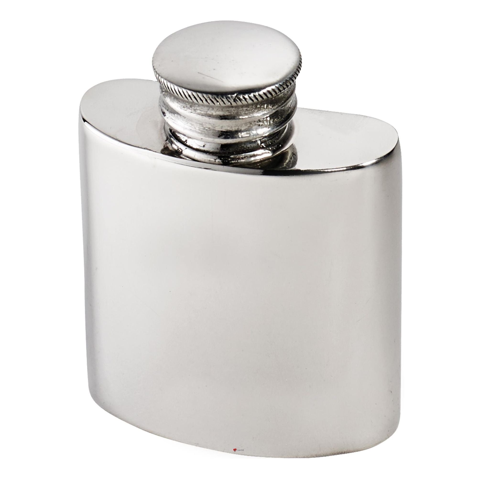 Silver hip flask on a white background