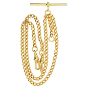 Gold chain necklace with clasp on a white background