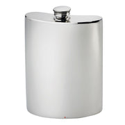 Silver hip flask on a white background