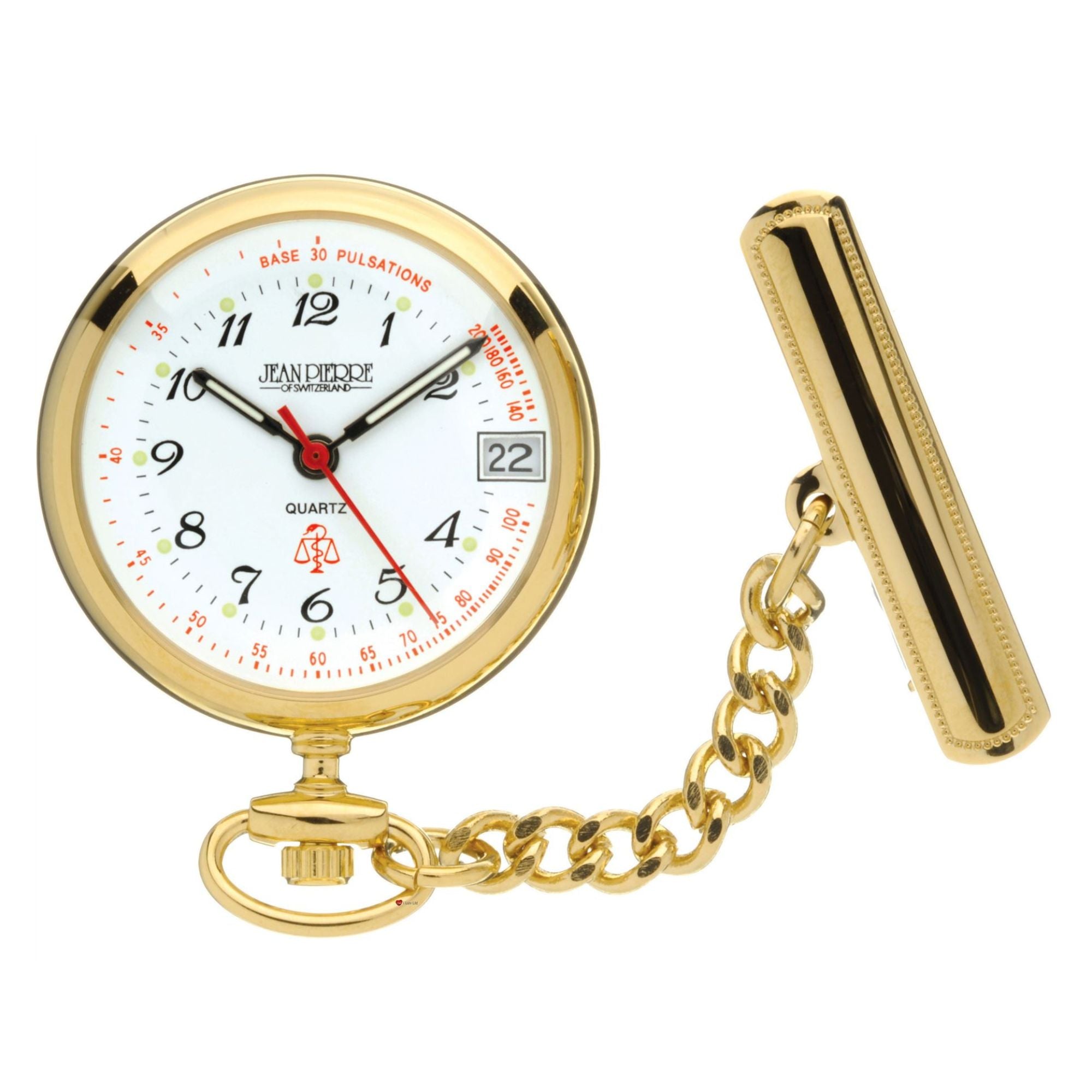 Classic Nurses Fob Pendant Watch Standard Numerals - Gold Plated - Gift Box
