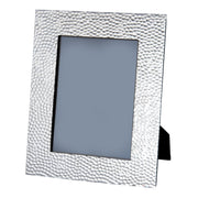 Silver textured picture frame on a white background