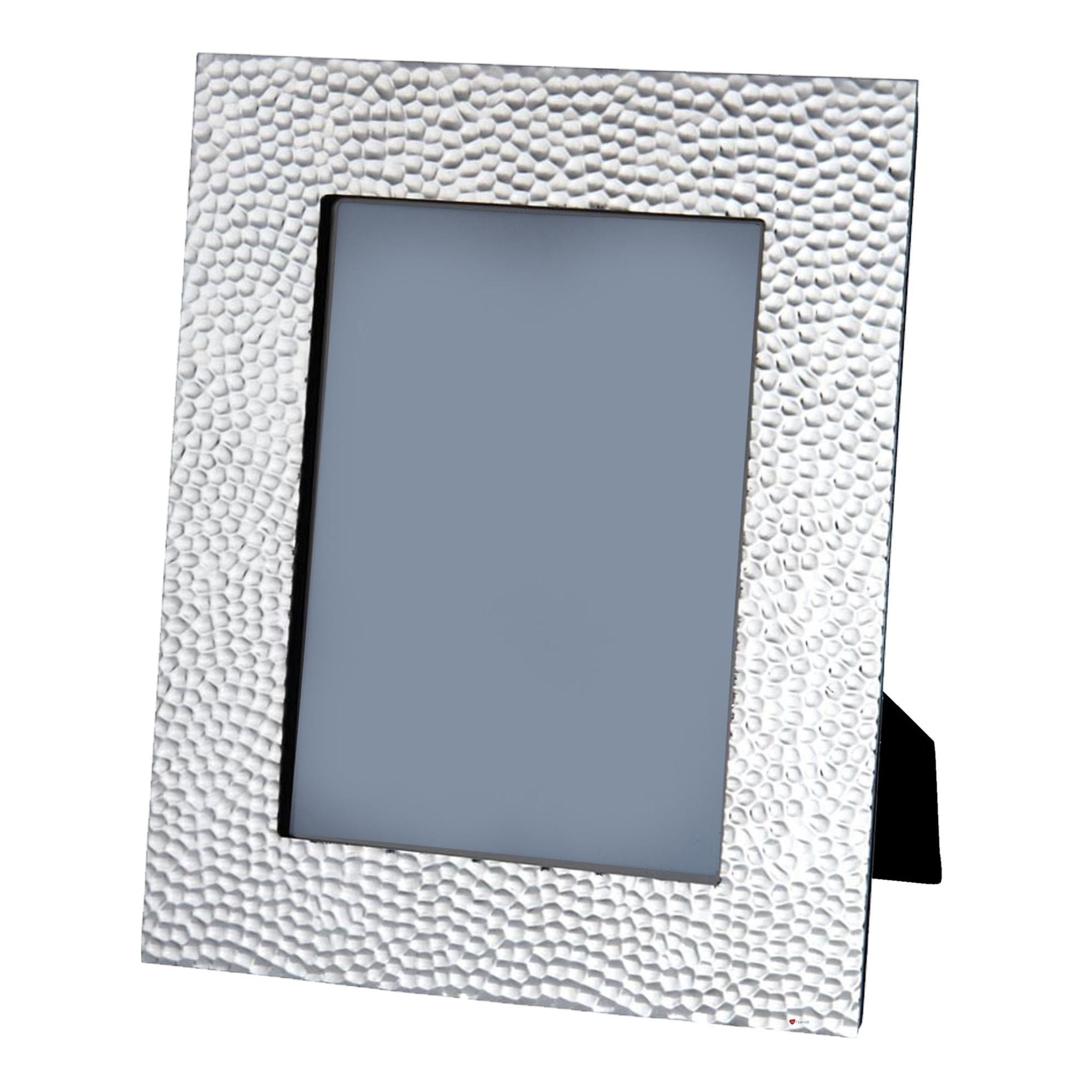 Silver textured picture frame on a white background