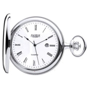 Polished Chrome Pocket Watch Calendar and Swiss Quartz Movement