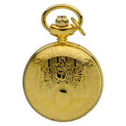Full Hunter Pendant Watch Gold Plated Rose Lid Roman Numerals Quartz