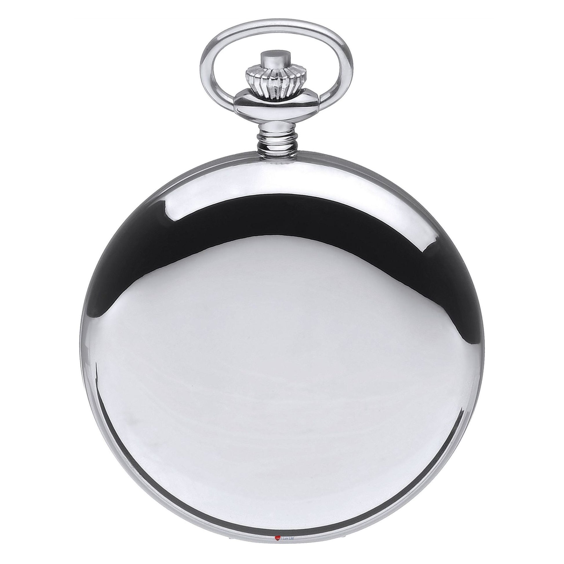 Silver pocket watch on a white background