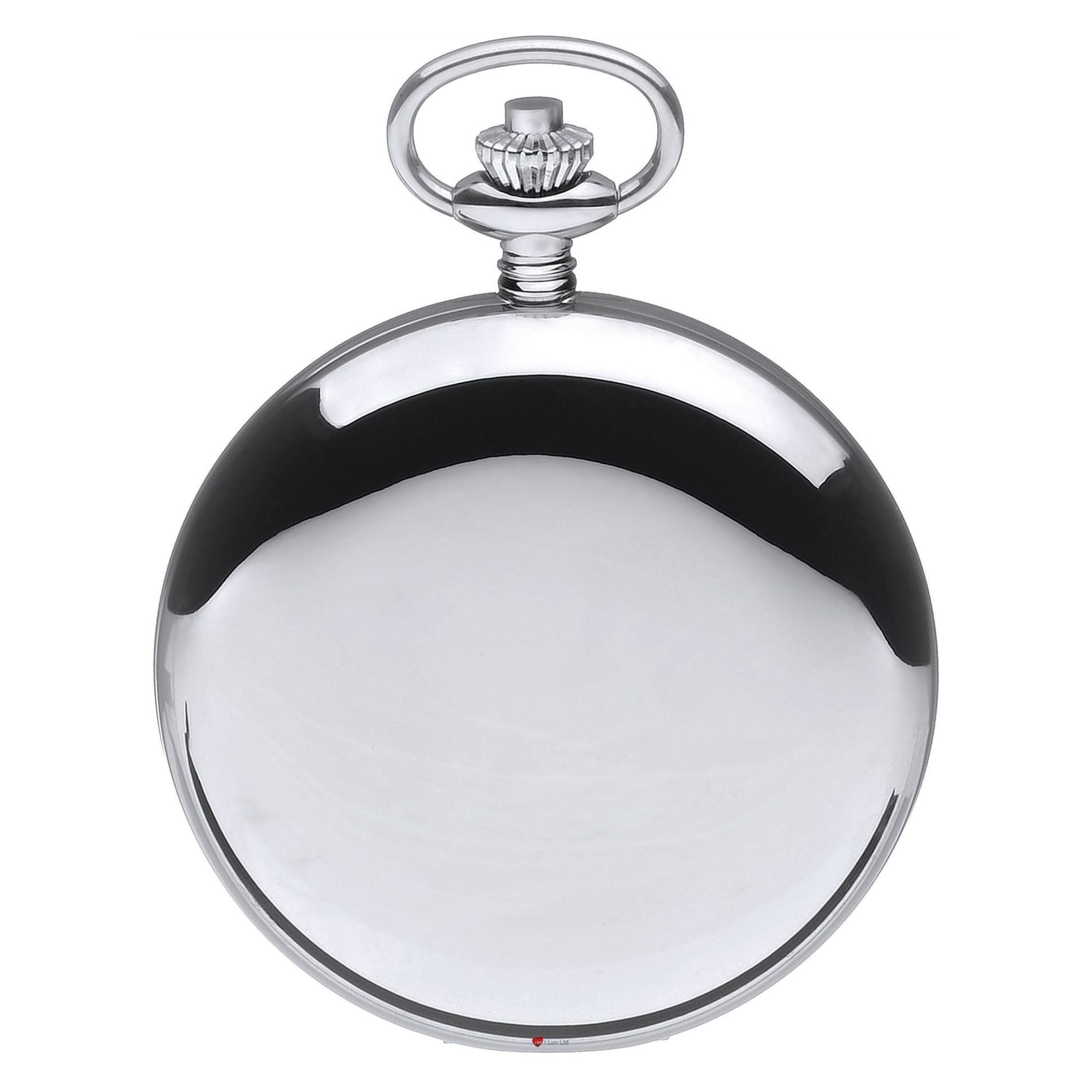 Silver pocket watch on a white background