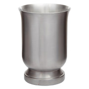 Silver metal cup on a white background