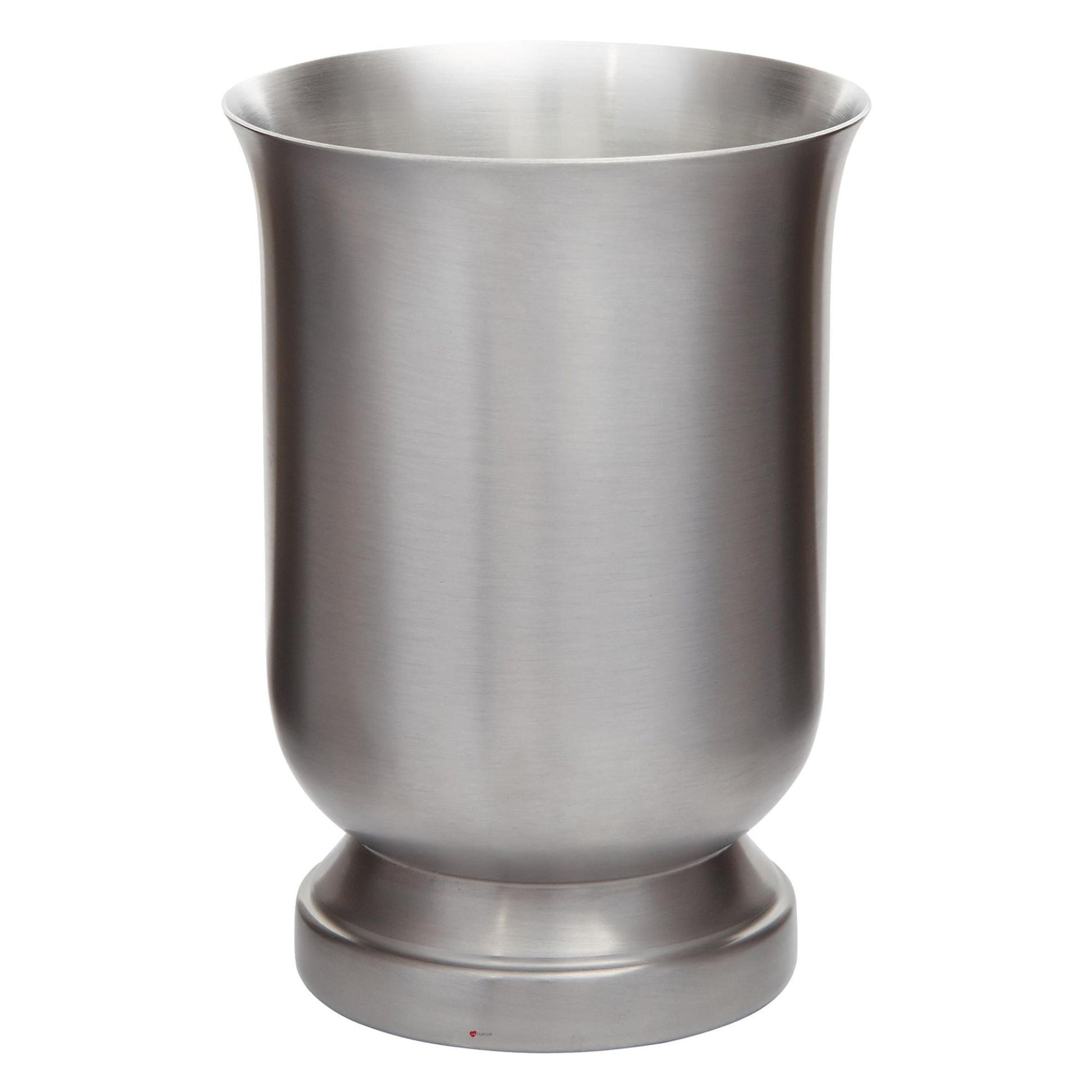 Silver metal cup on a white background